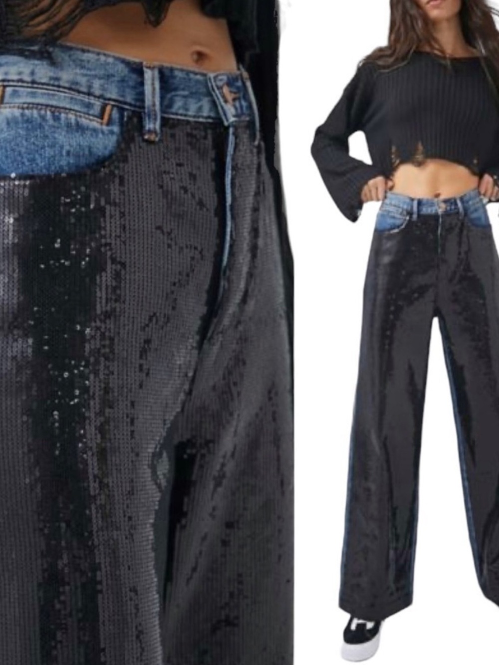 BDG Urban Outfitters Black Sequin Denim Jeans Size 26